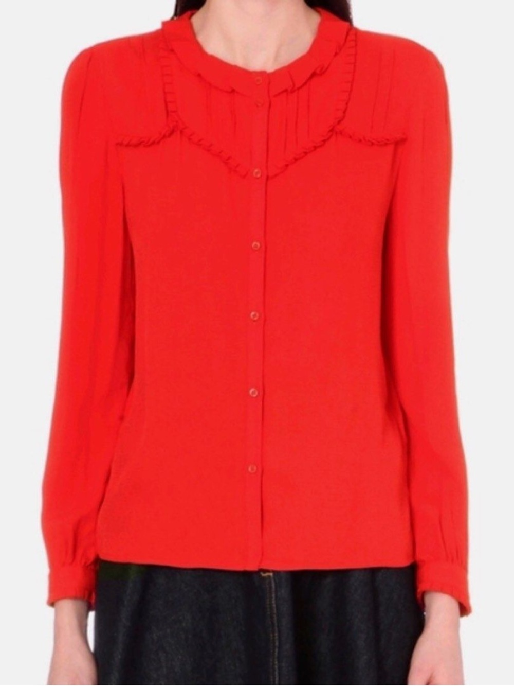 MAJE red CORETTE blouse size M - Picture 2 of 14